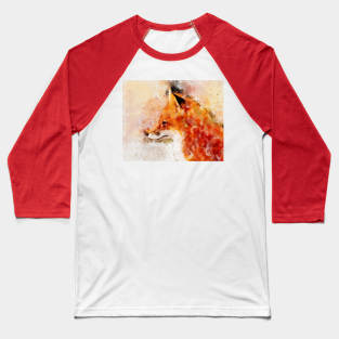 Red Fox Watercolor Portrait 03 Baseball T-Shirt